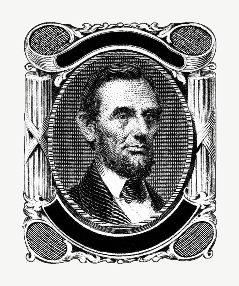 Abraham Lincoln ink engraving psd. Remixed by rawpixel. 