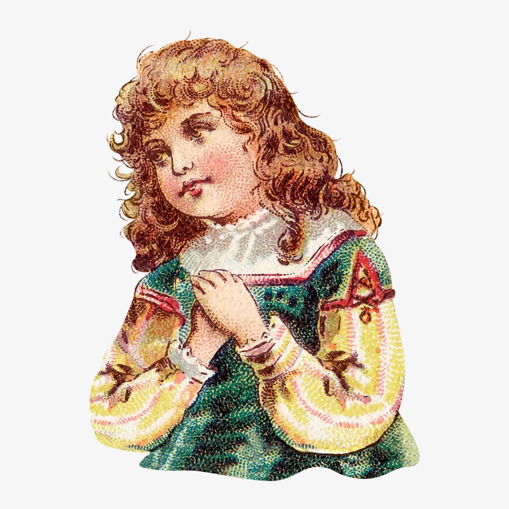 Little girl, vintage person illustration. Remixed by rawpixel.