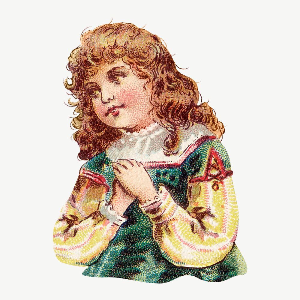 Little girl, vintage person illustration psd. Remixed by rawpixel.