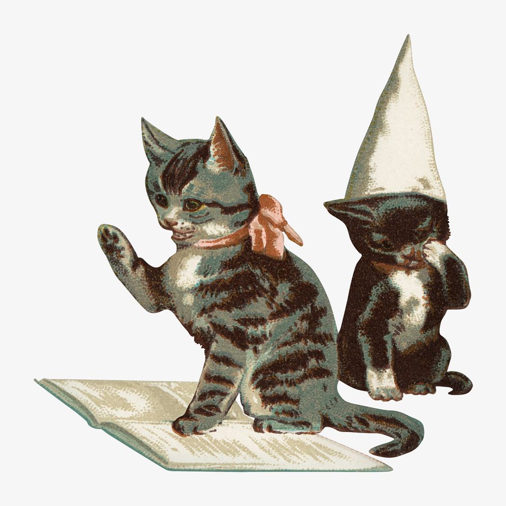 Little kittens, vintage pet animal illustration. Remixed by rawpixel.