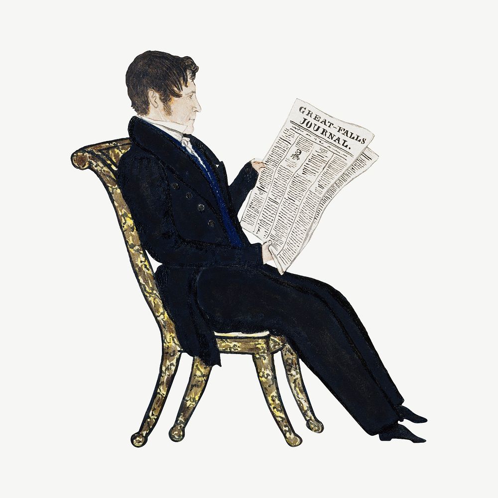 Victorian man reading newspaper, vintage illustration by Joseph H. Davis psd. Remixed by rawpixel.