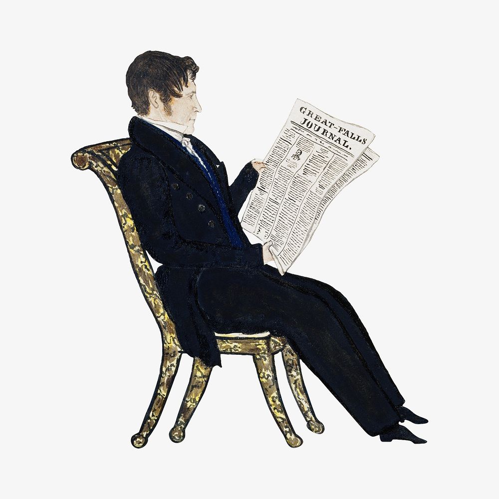 Victorian man reading newspaper, vintage illustration by Joseph H. Davis. Remixed by rawpixel.