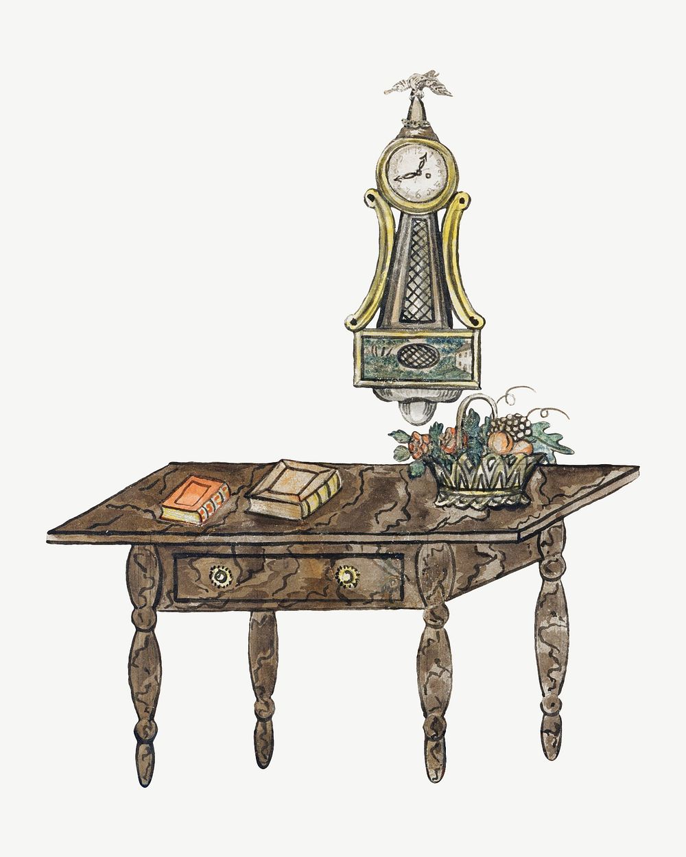 Victorian reading table, vintage illustration by Joseph H. Davis psd. Remixed by rawpixel.