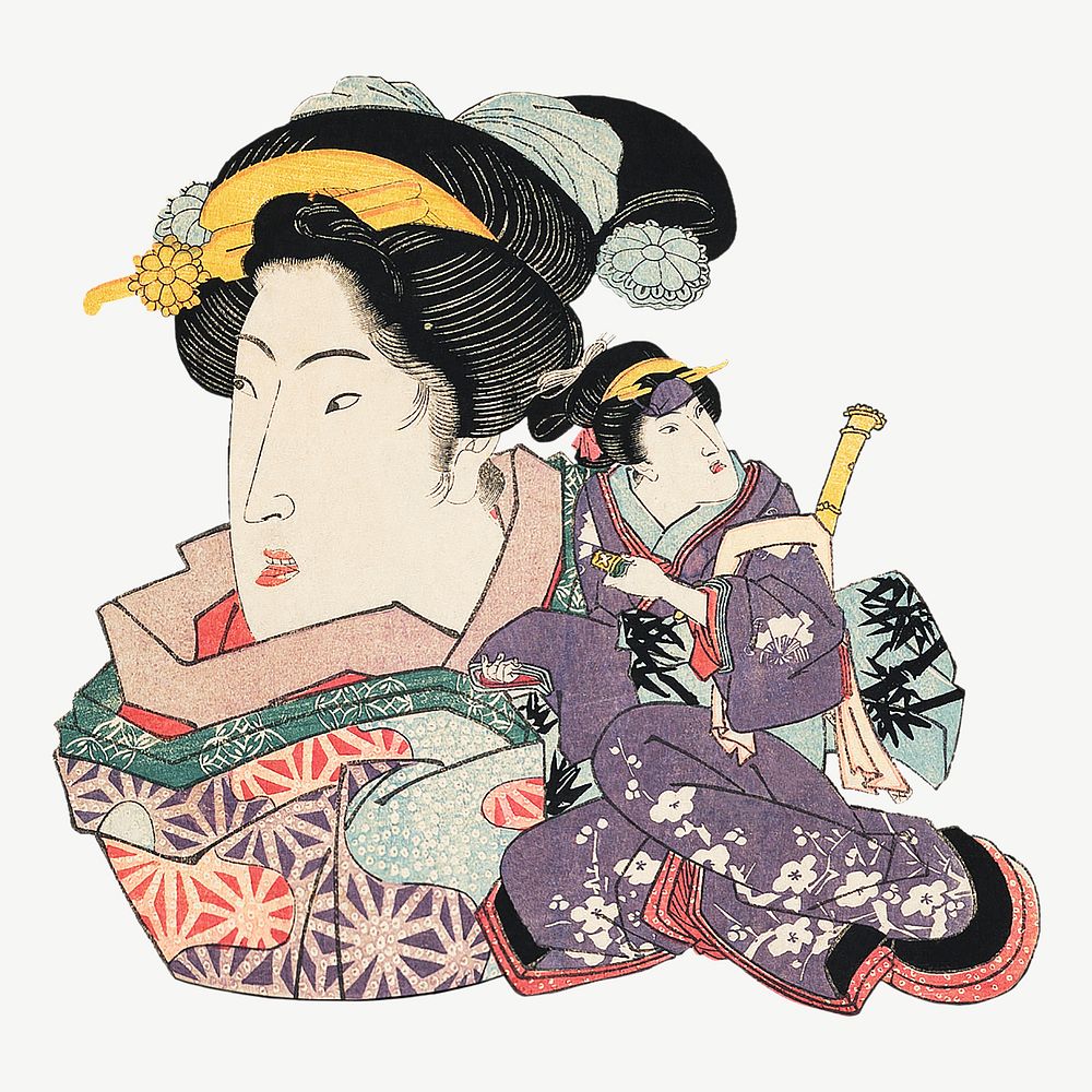 Japanese traditional woman, vintage illustration by Utagawa Kuniyasu psd. Remixed by rawpixel.