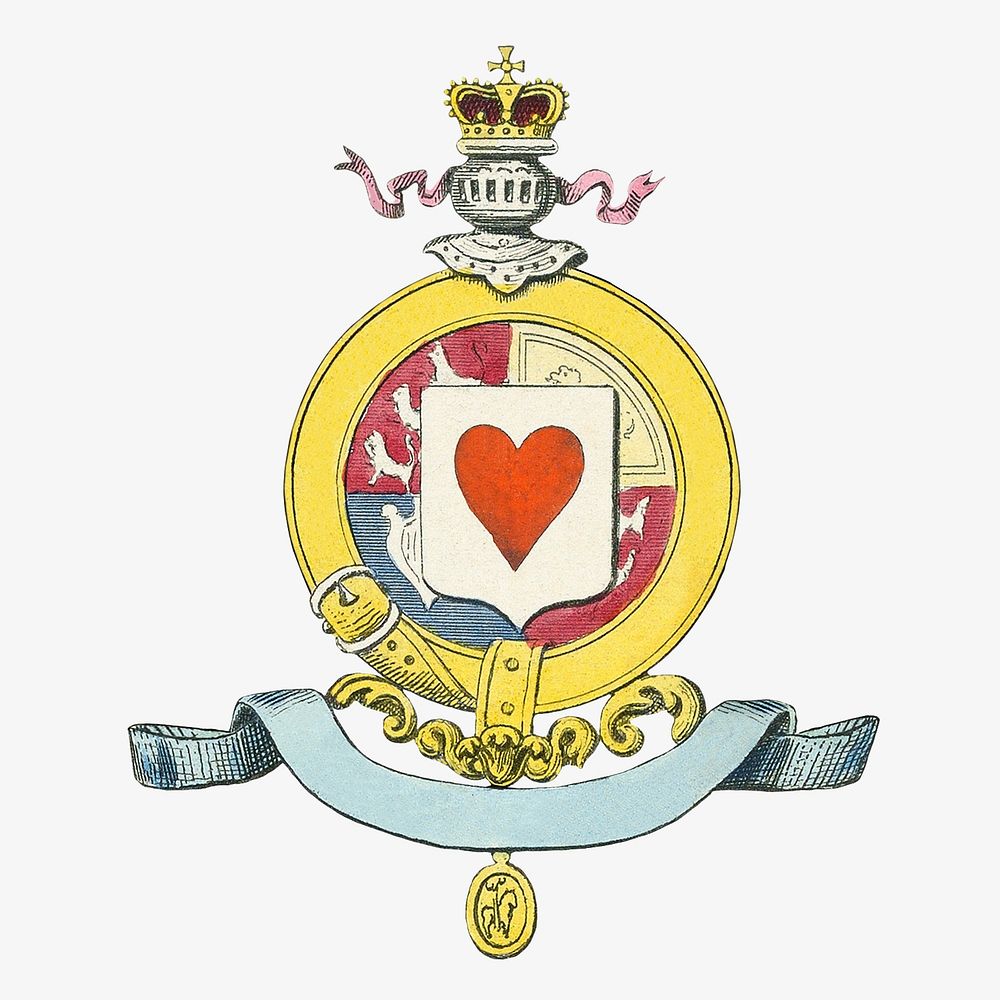 Royal heart coat of arms, vintage illustration by B.P. Grimaud. Remixed by rawpixel.