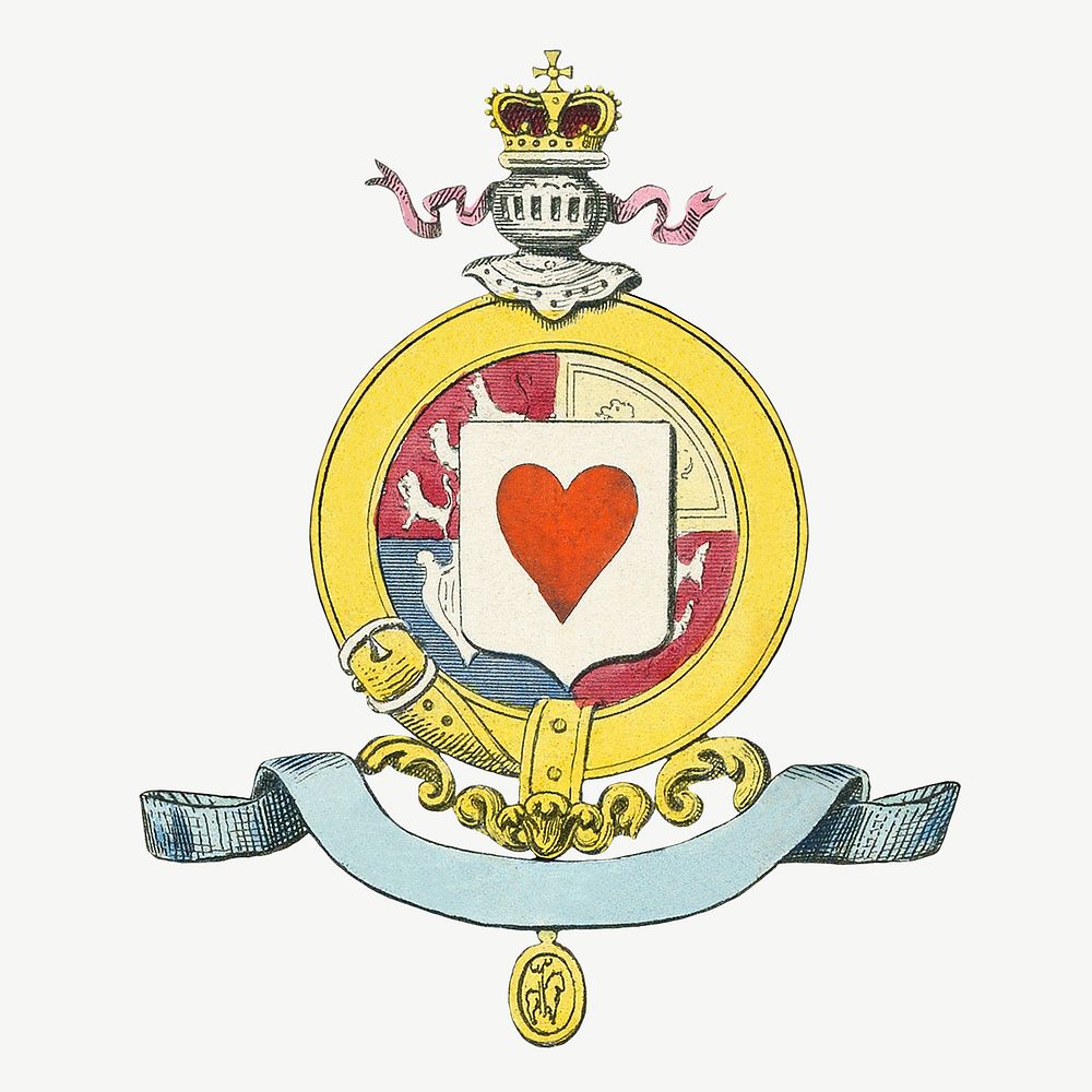 Royal heart coat of arms, vintage illustration by B.P. Grimaud psd. Remixed by rawpixel.