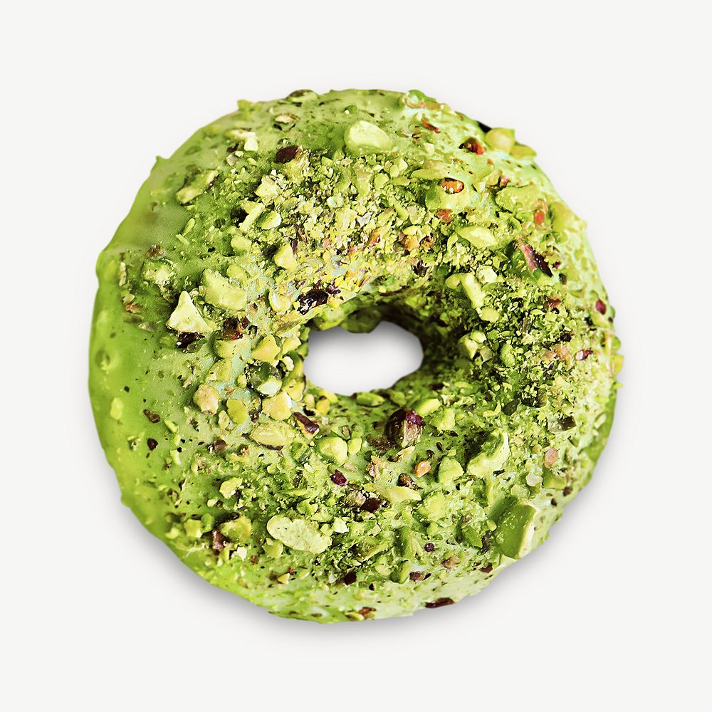 Green almonds doughnut psd collage element