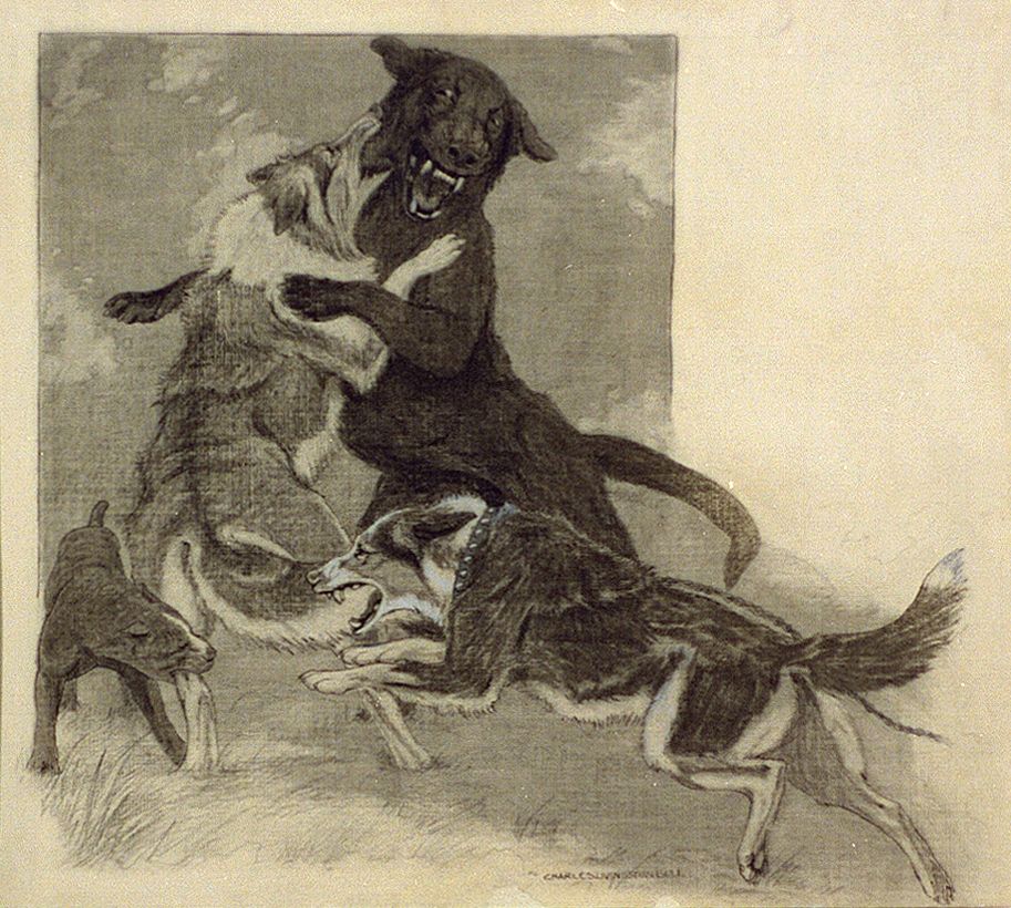 Without a moment's delay he plunged into the fray (1914) by Charles Livingston Bull