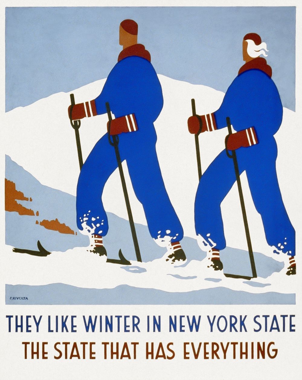 They like winter in New York State The state that has everything (1890) vintage ski poster by Jack Rivolta. Original public…