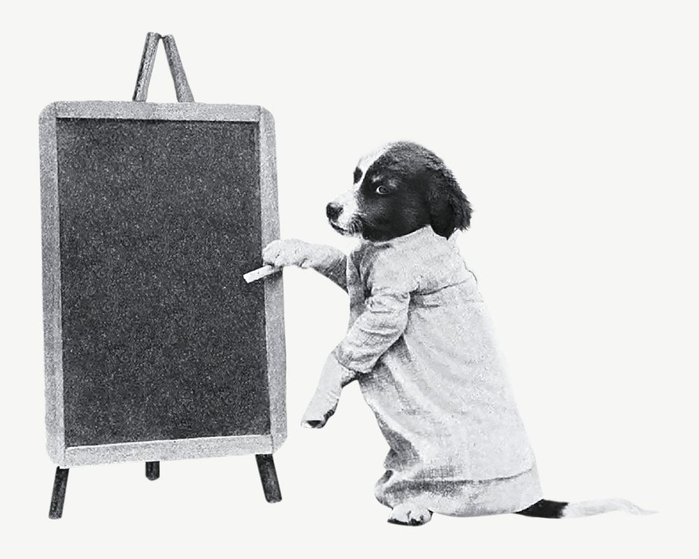 Teacher dog vintage illustration psd. Remixed by rawpixel. 
