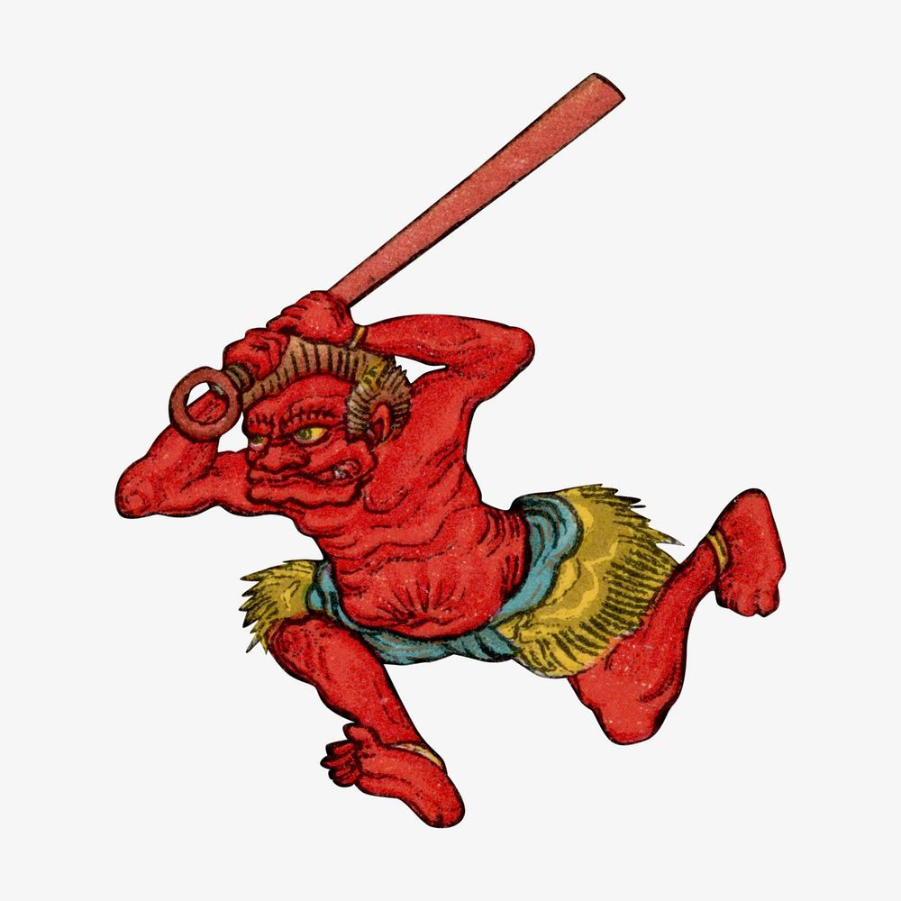 Chinese hell demon, vintage painting by G.A. Audsley-Japanese illustration. Remixed by rawpixel.