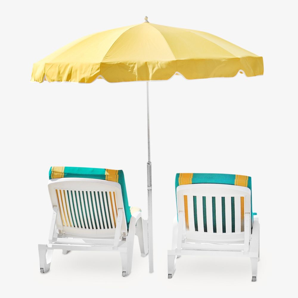 Yellow beach chair, isolated image Free Photo rawpixel