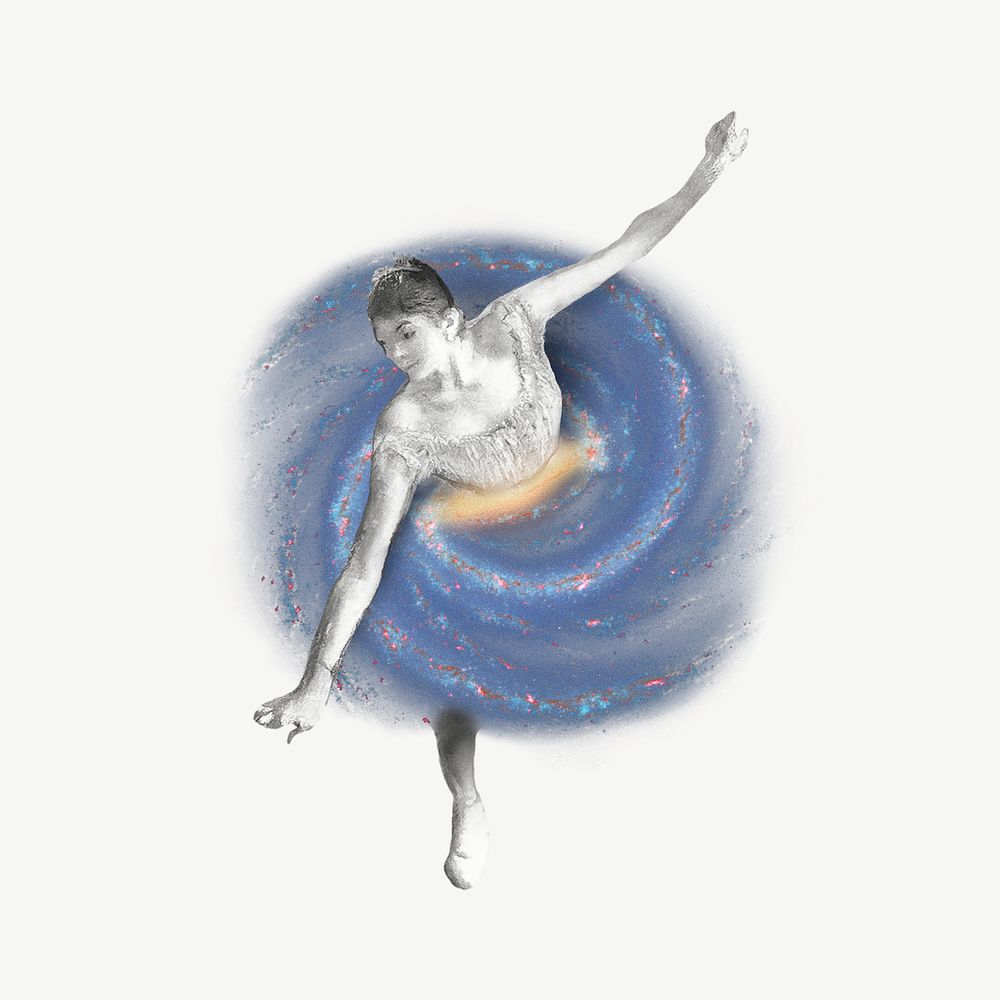 Dancing ballerina, spiral nebula remix psd