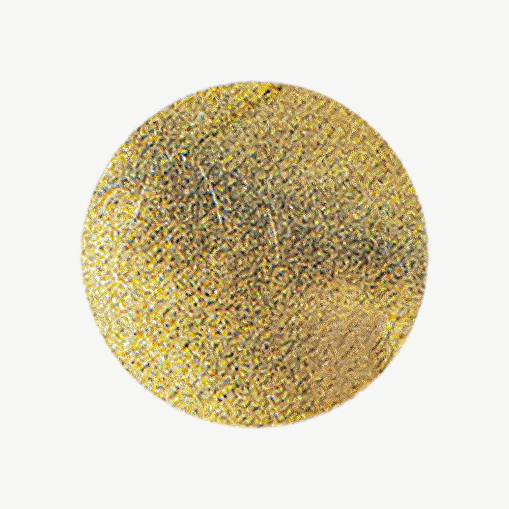 Gold metallic round confetti collage element psd