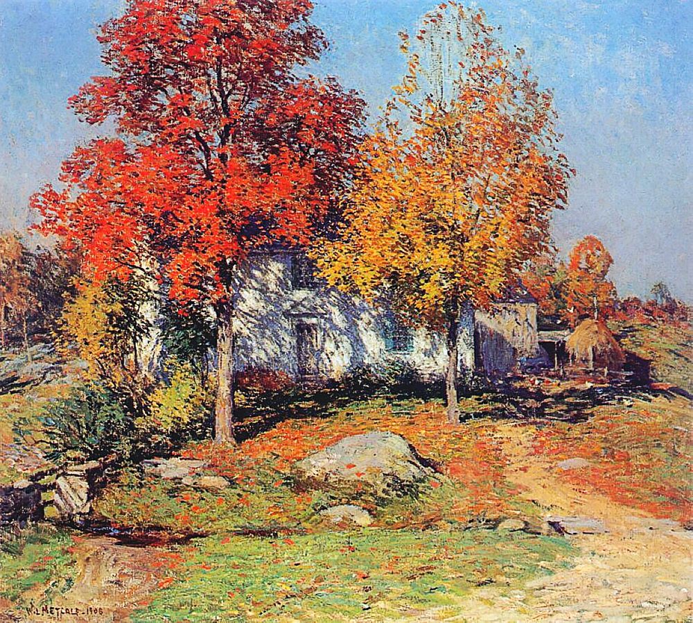 October (1908) painting by Willard Leroy Metcalf. Original public domain image from Wikimedia Commons. Digitally enhanced by…