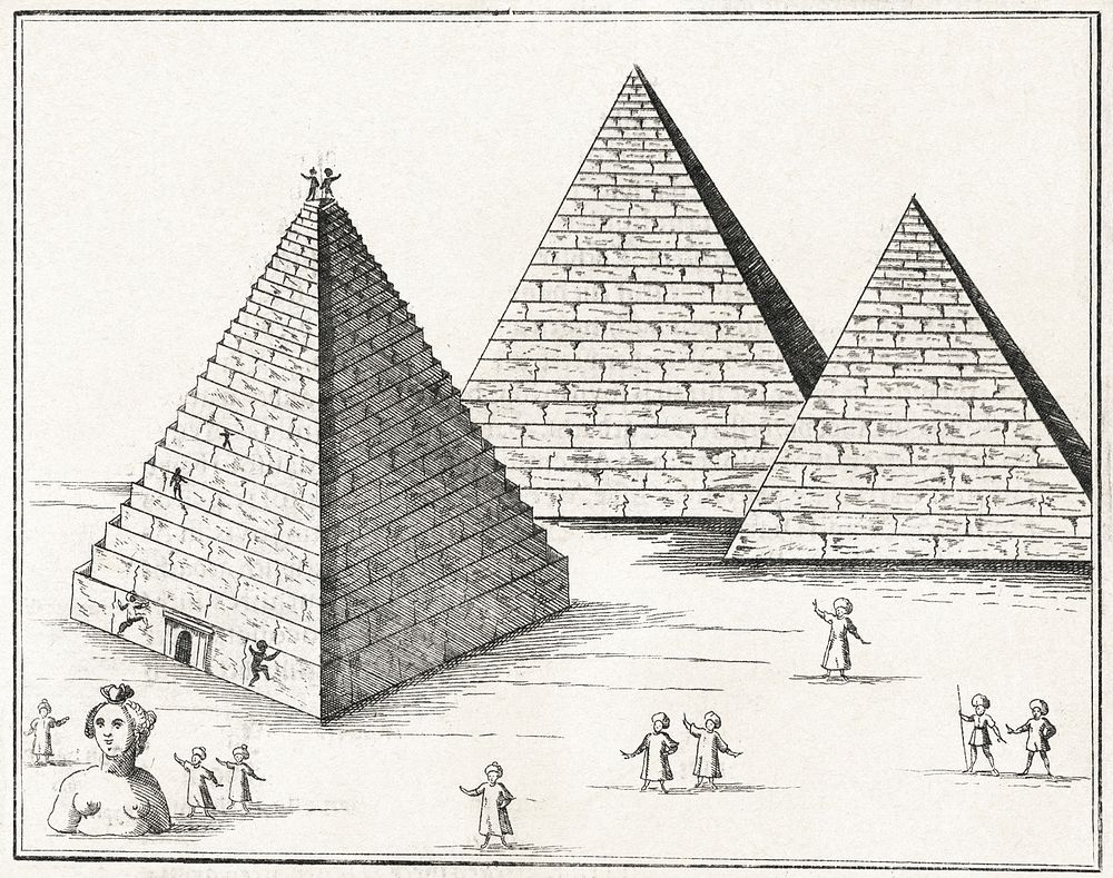 View of the Giza Pyramids View of the Spinx (1612) chromolithograph art by Breuning Von Buchenbach Hans Jacob. Original…