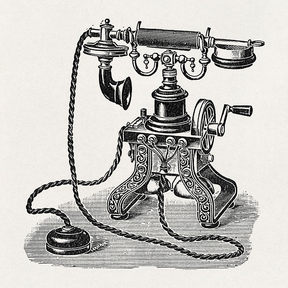 Telephone table instrument (1903) chromolithograph art. Original public domain image from Wikimedia Commons. Digitally…
