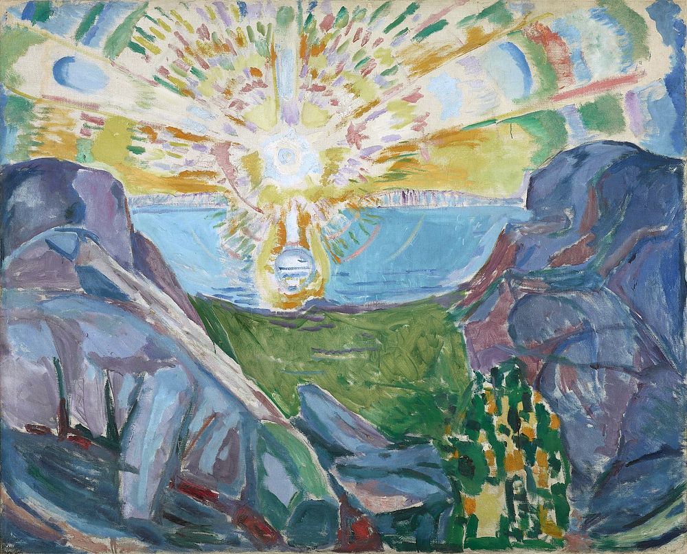 The Sun (1910s) oil painting art by Edvard Munch. Original public domain image from Wikimedia Commons. Digitally enhanced by…