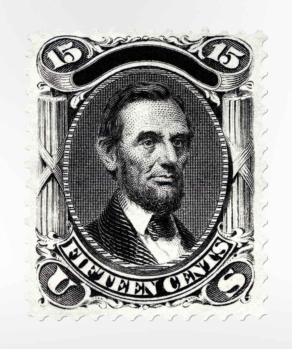 15c Abraham Lincoln re-issue single (1875) engraving art. Original public domain image from The Smithsonian Institution.…