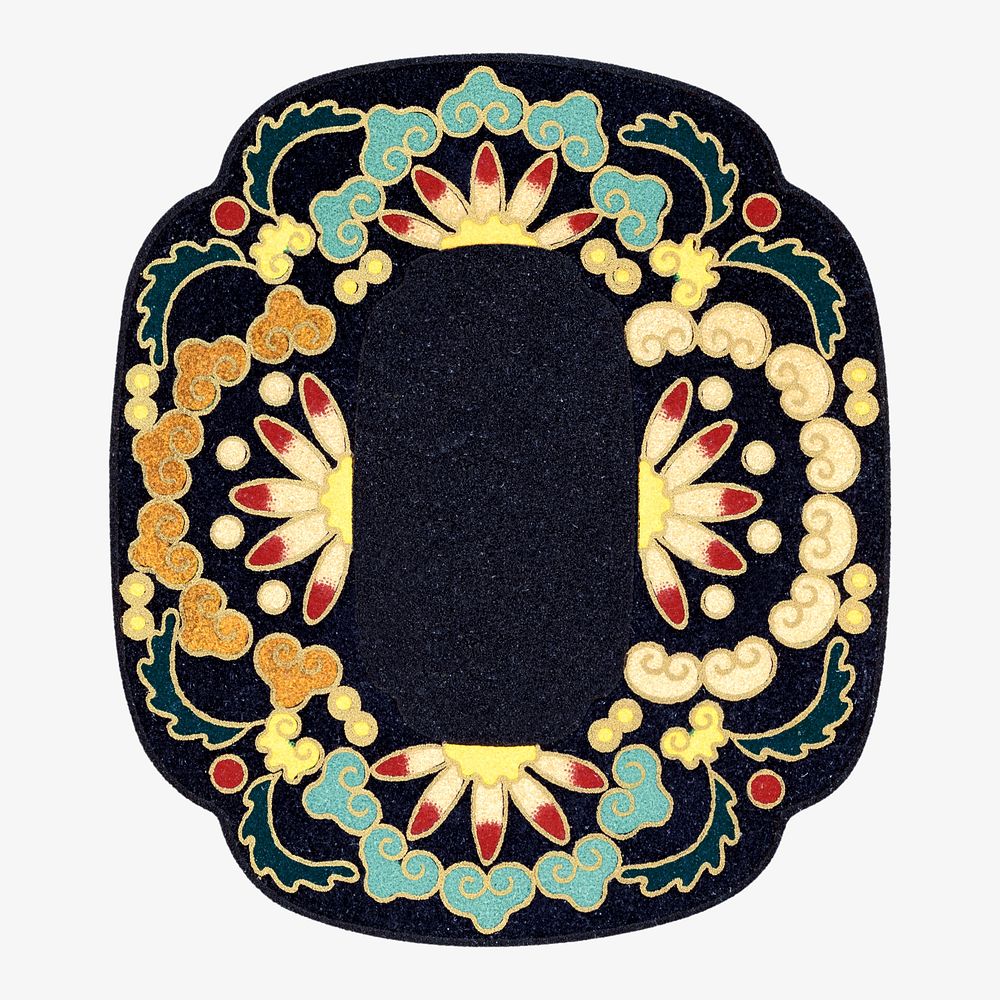 Traditional floral badge, vintage Japanese illustration. Remixed by rawpixel.