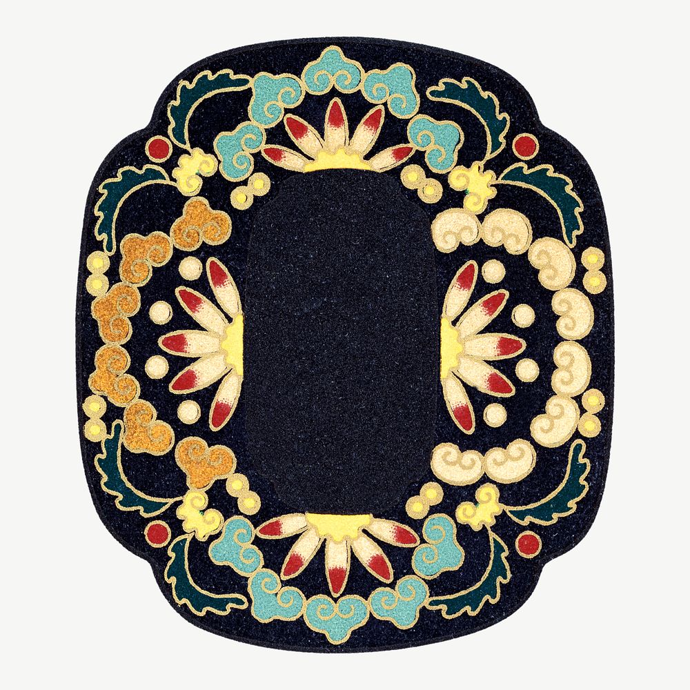 Traditional floral badge, vintage Japanese illustration psd. Remixed by rawpixel.