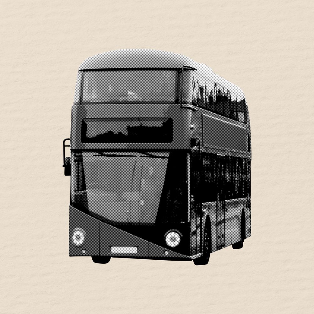 Black & white double-decker bus