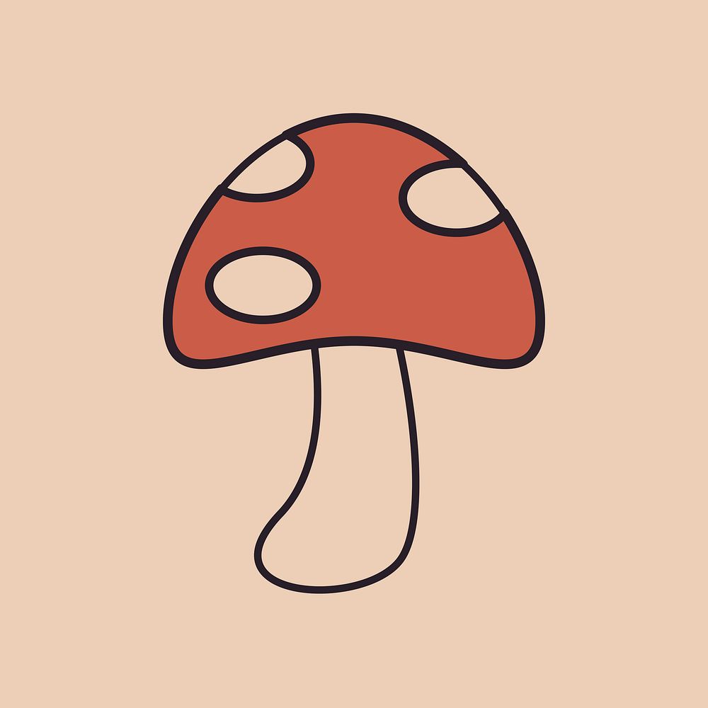 Mushroom, retro illustration vector