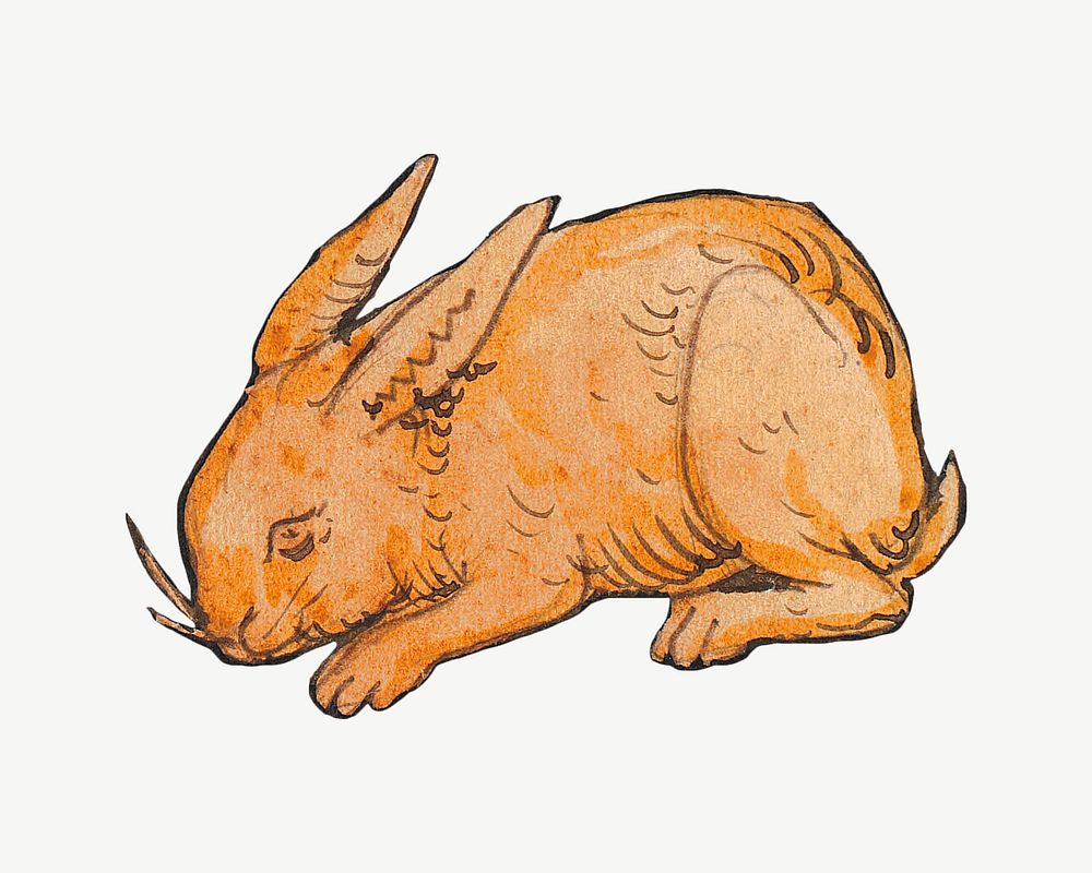 Brown rabbit, vintage animal illustration by P. C. Skovgaard psd. Remixed by rawpixel.