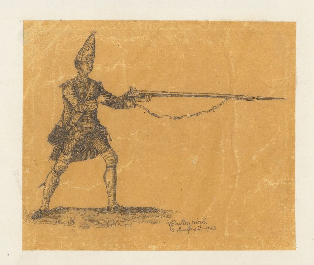Soldaat met bajonet (1753) by William Baillie and Nathaniel Hone I