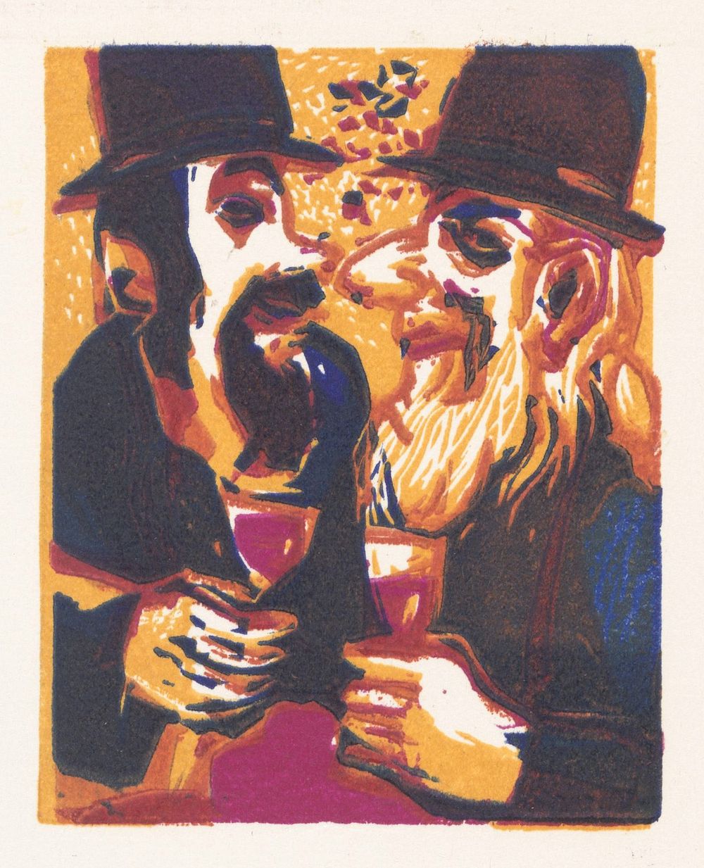 Twee mannen met hoed en glas (1900 - 1970) by anonymous