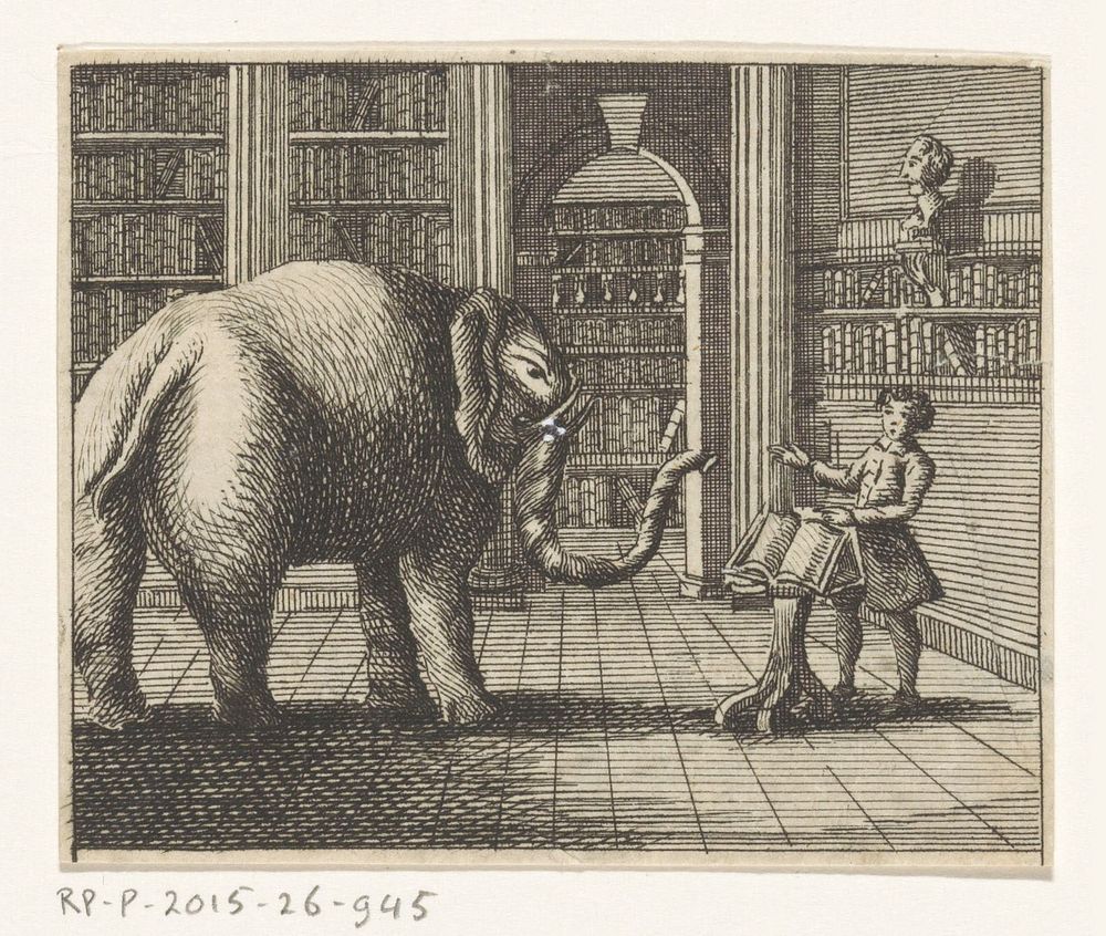 Olifant en de boekverkoper (1739 - 1799) by anonymous and William Kent