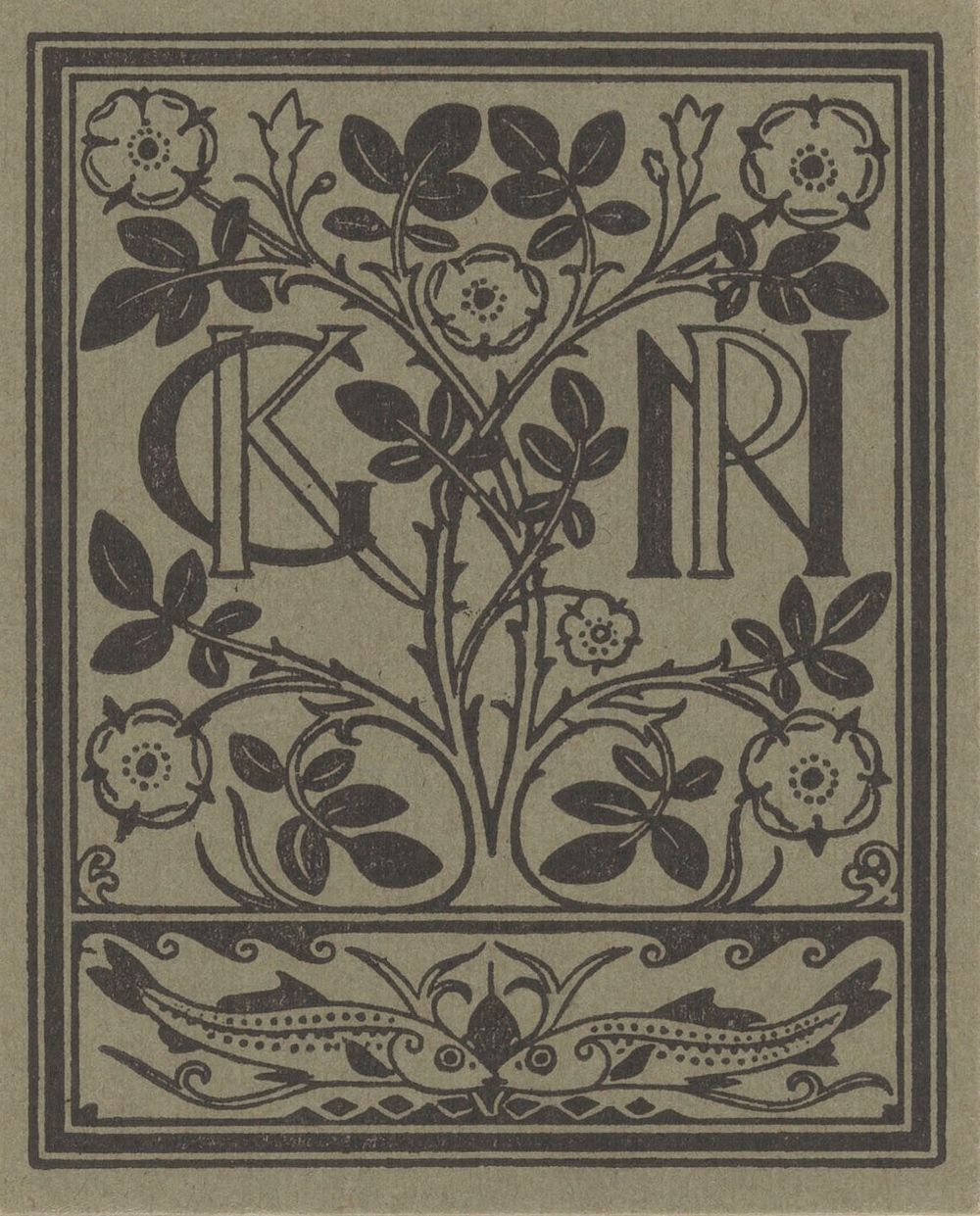 Ex libris voor Klaas Groesbeek en Paul Nijhoff (1876 - 1924) by Gerrit Willem Dijsselhof