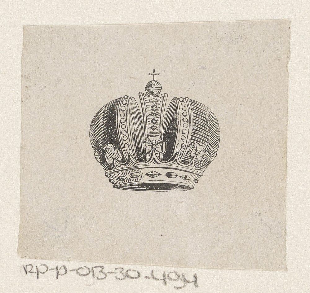 Vignet met een kroon (1836 - 1912) by Isaac Weissenbruch