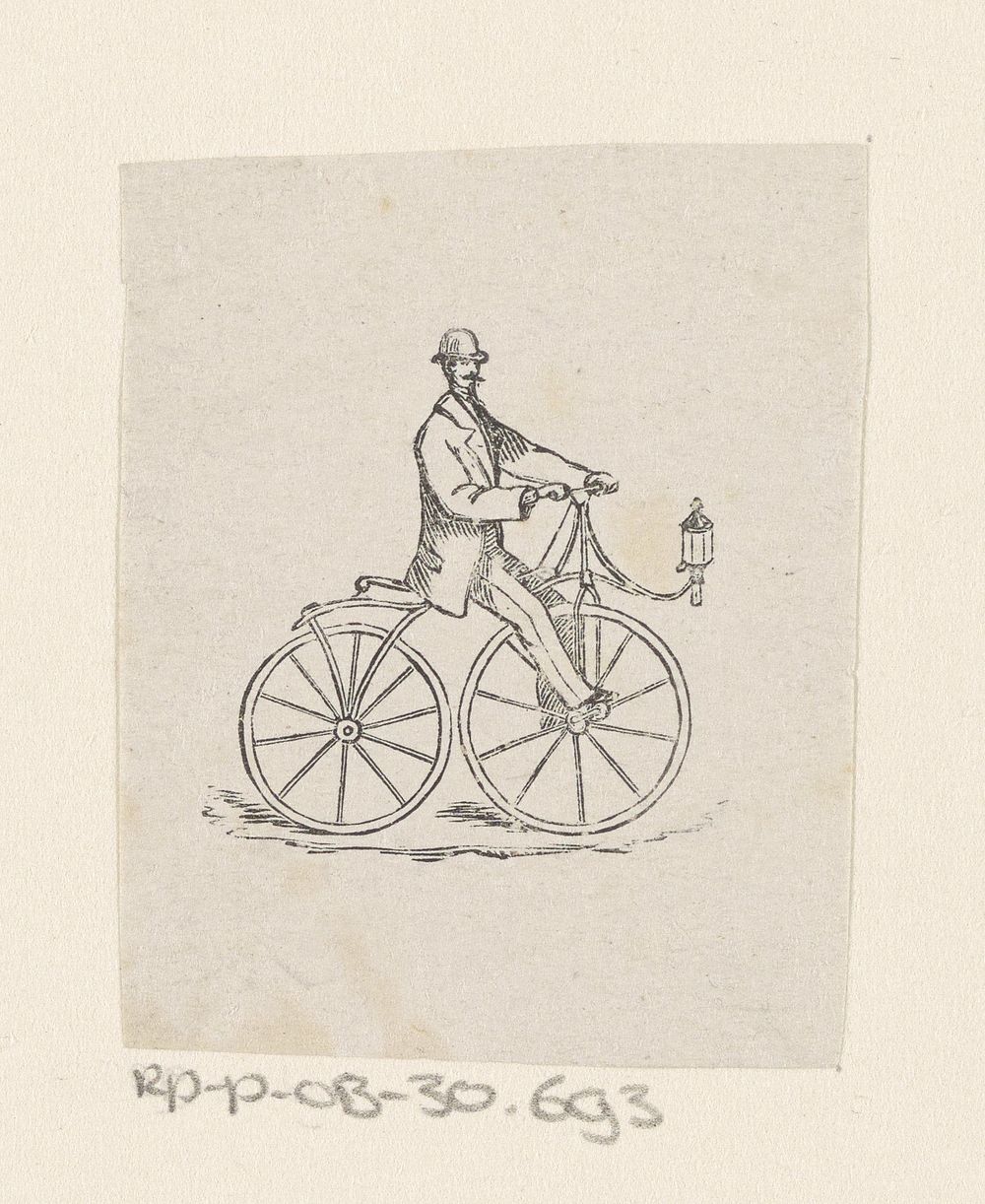 Man met een bolhoed op een fiets (c. 1869) by Isaac Weissenbruch