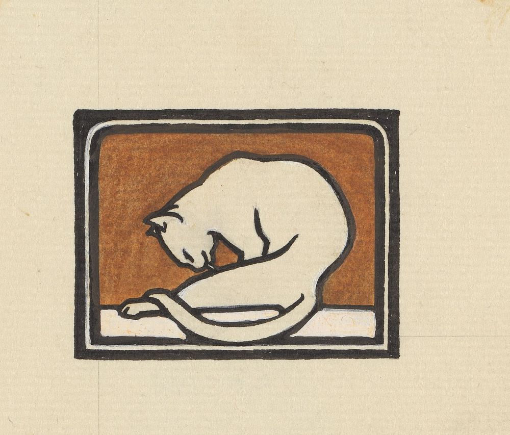 Zich wassende kat (1887 - 1924) by Julie de Graag