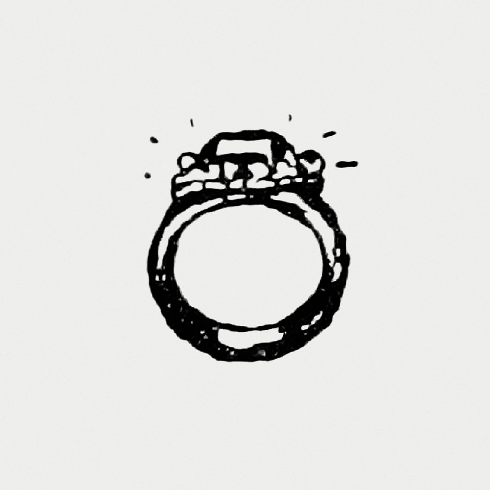 Vintage European style diamond ring illustration from Messia by Ll.D. Samuel Johnson (1709 &ndash;1784). Original from the…
