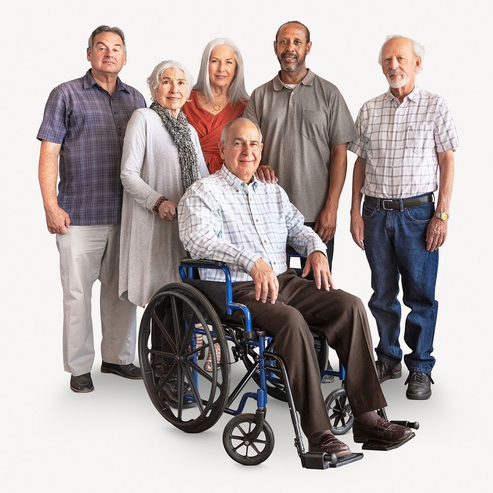 Diverse senior people, retirement home community psd