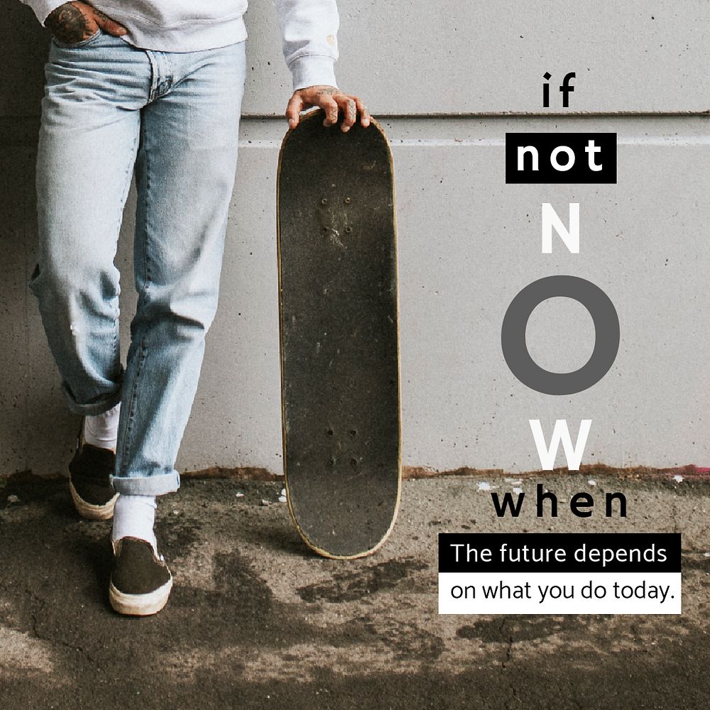 Inspirational quote template psd on men&rsquo;s streetwear social media post