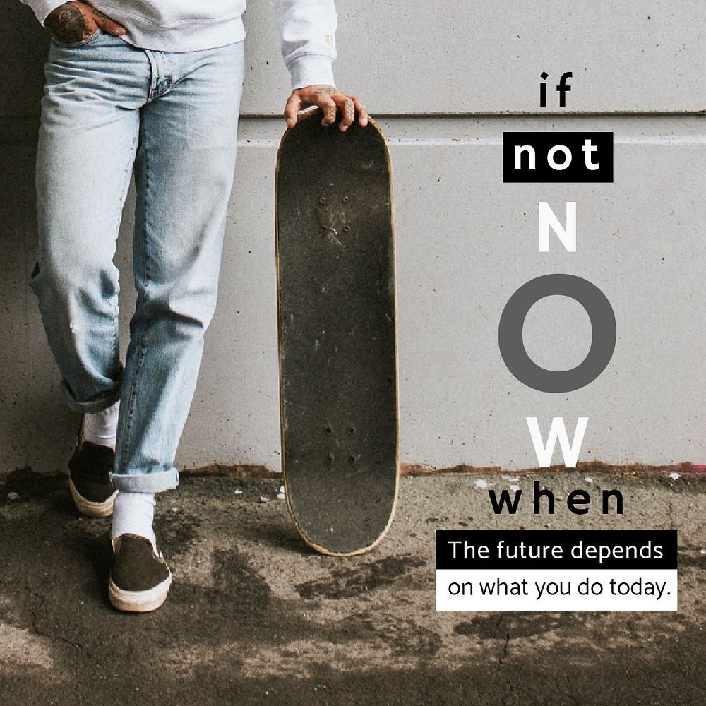 Inspirational quote template psd on men’s streetwear social media post