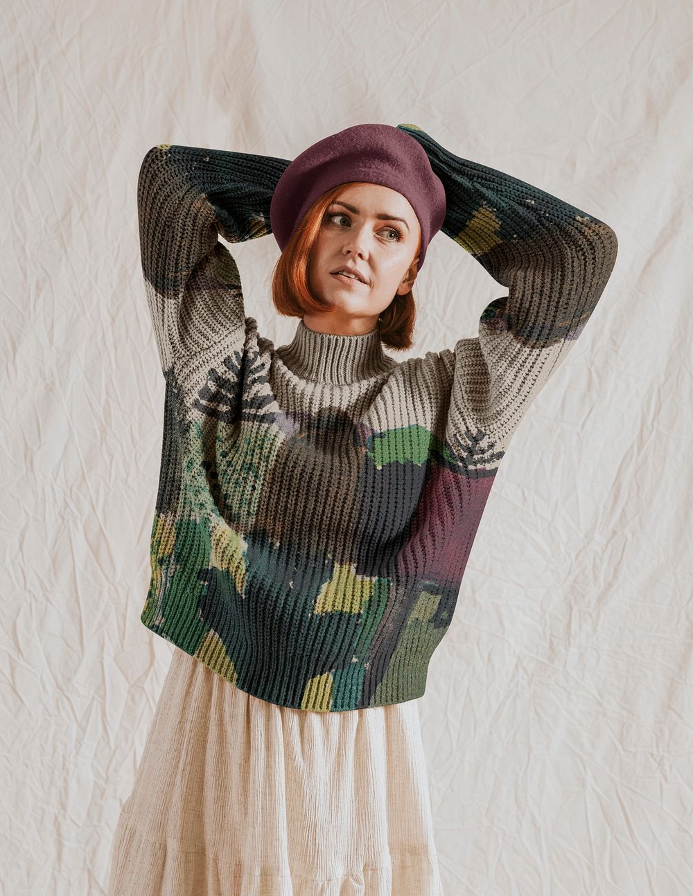 Sweater mockup, women's autumn apparel fashion design psd