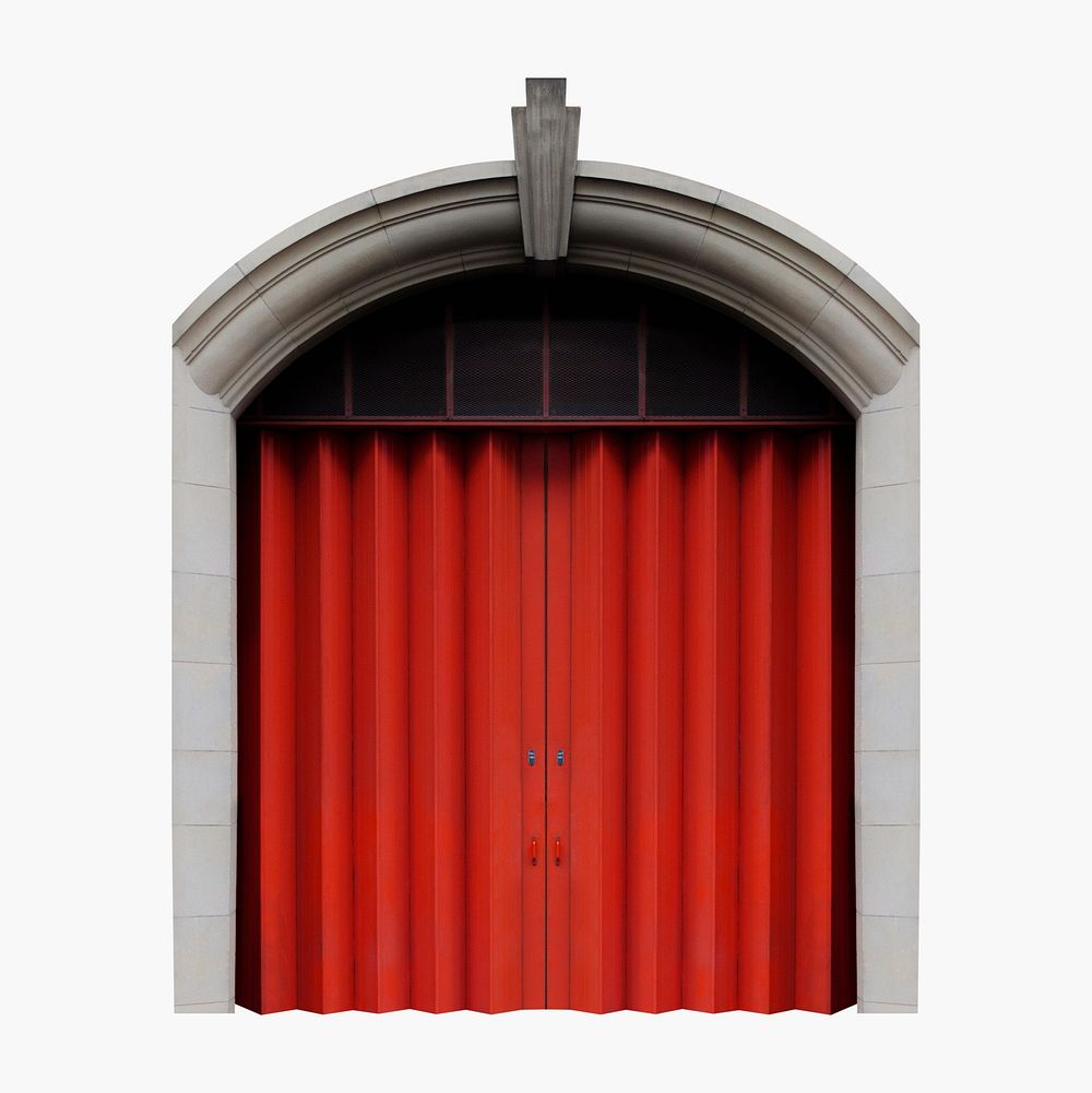 Red garage door clipart, bi-fold architecture design psd