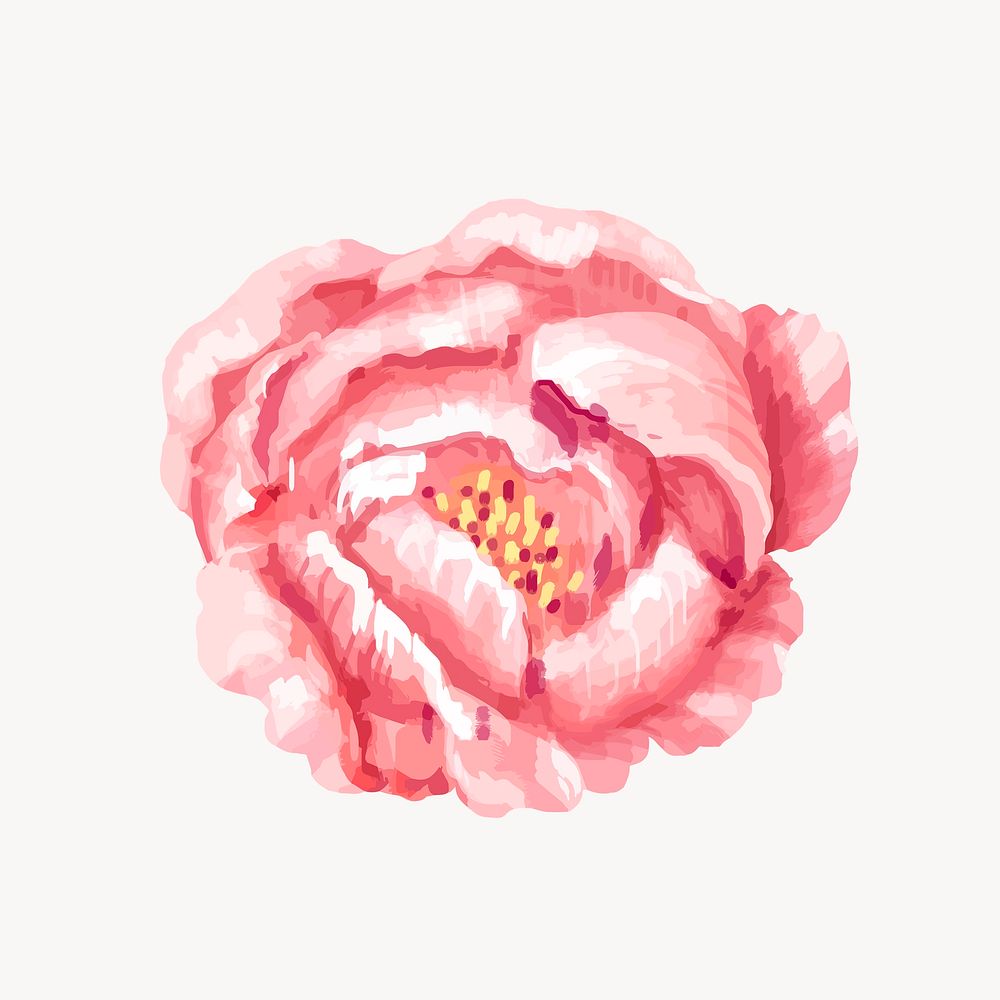 Pink flower clip art, botanical & floral graphic