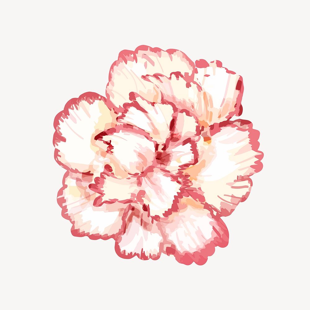 Pink flower sticker, watercolor & floral illustration vector