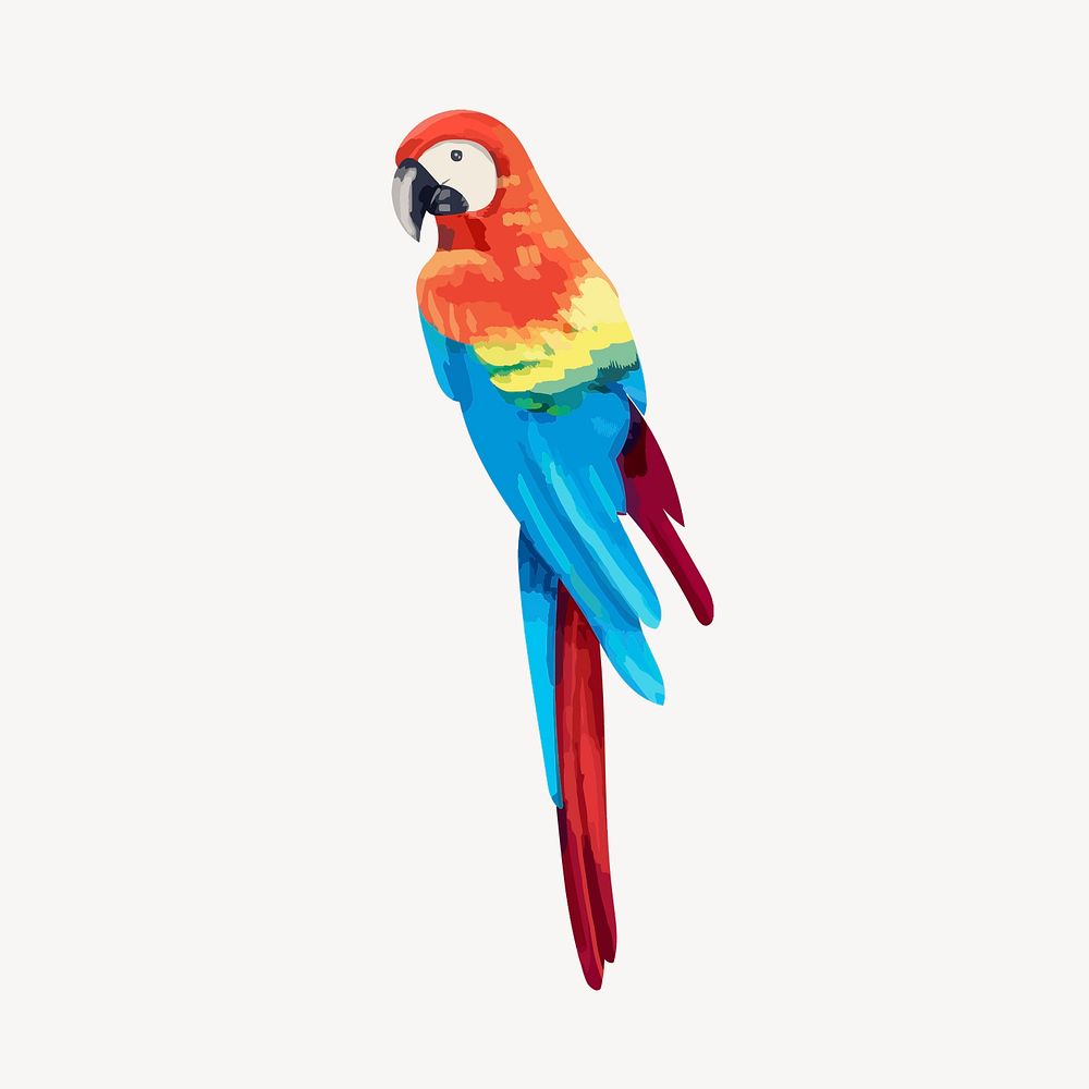 Parrot sticker, watercolor bird illustration psd