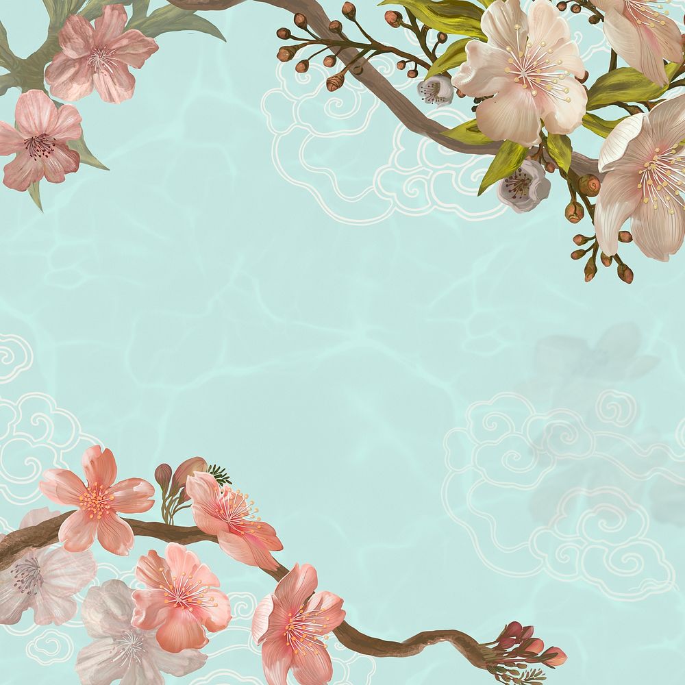 Aesthetic flower border background, Japanese Sakura