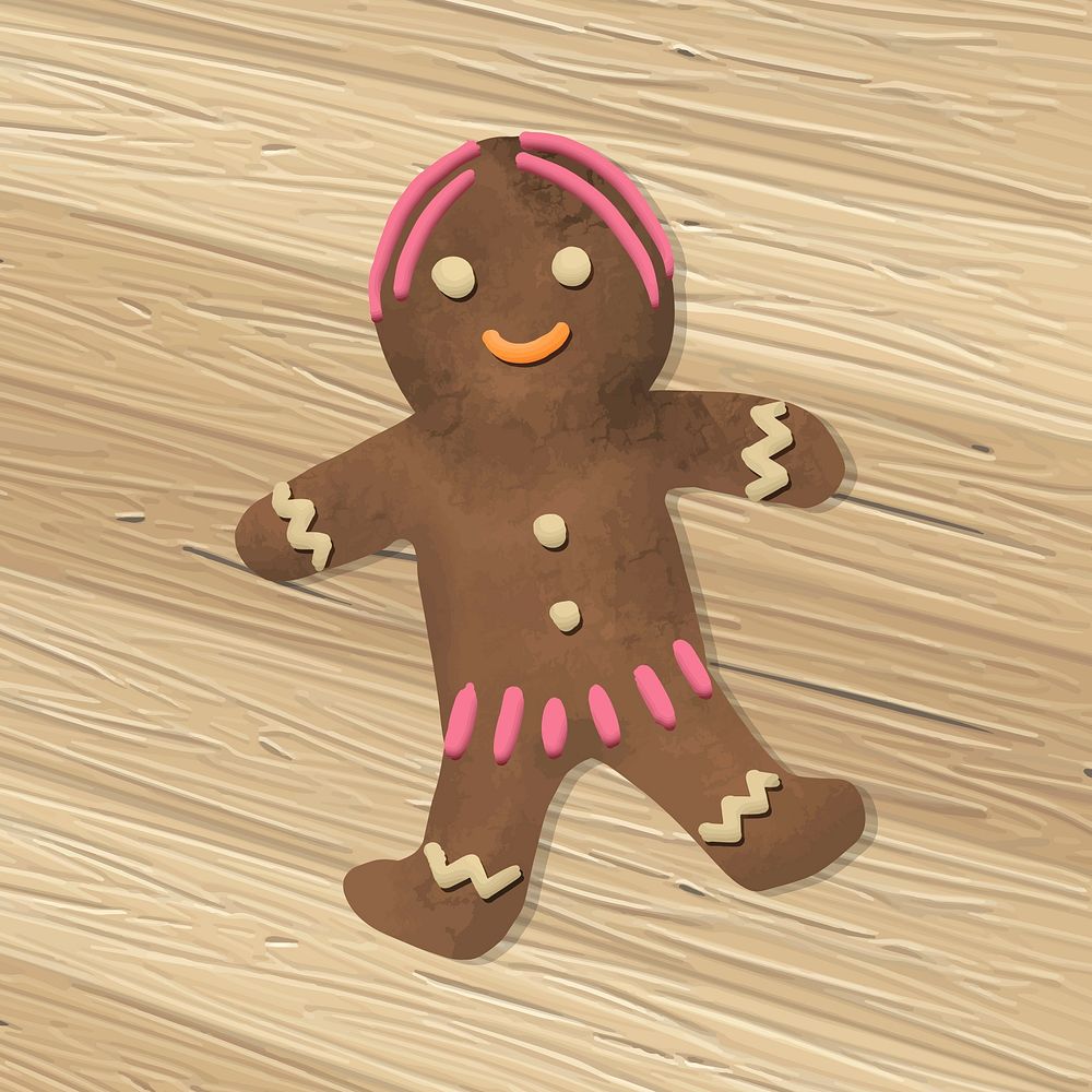 Gingerbread cookie, Christmas snack, hand drawn design vector