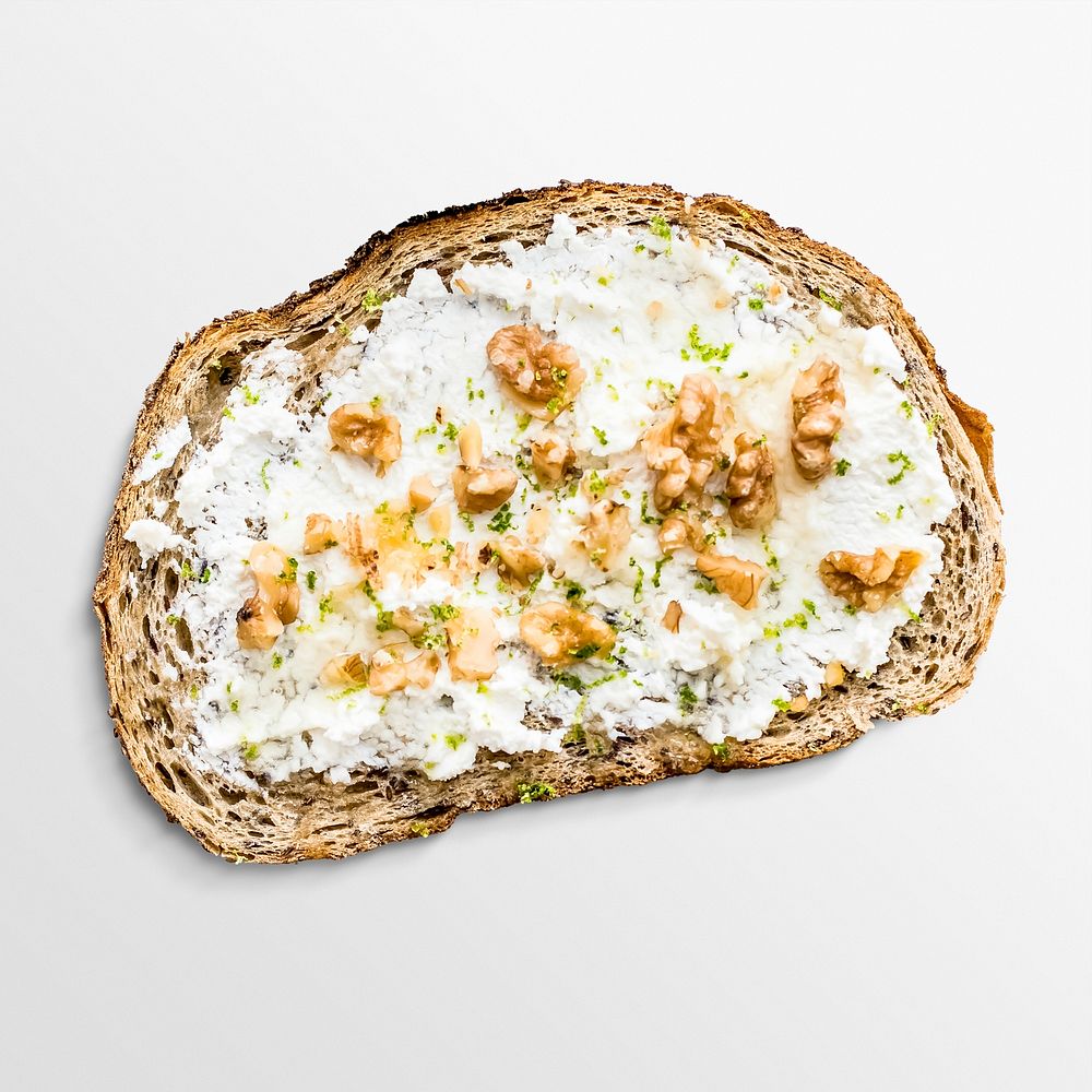 Cream cheese toast sticker, food photography psd