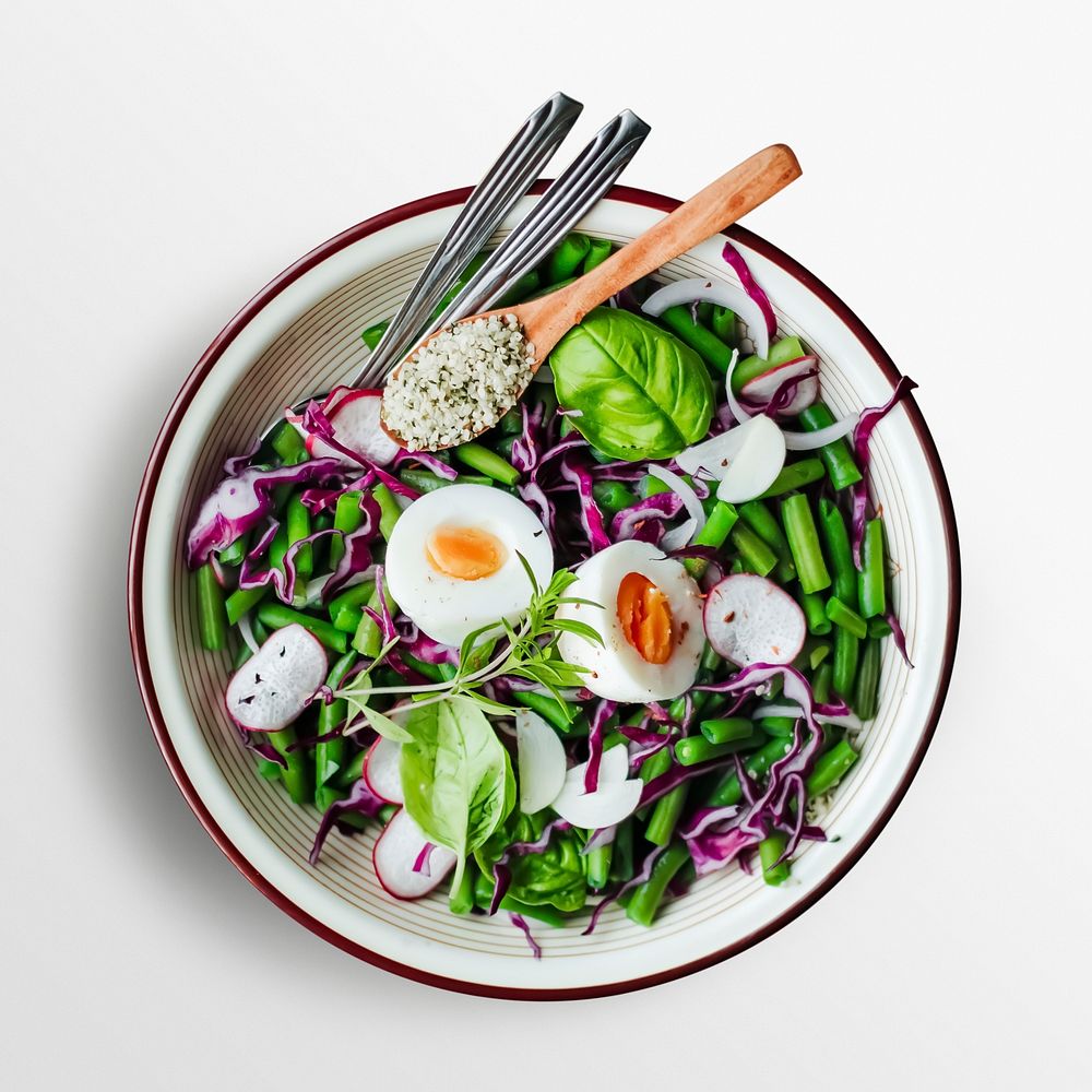 Fresh salad sticker, healthy food photography psd