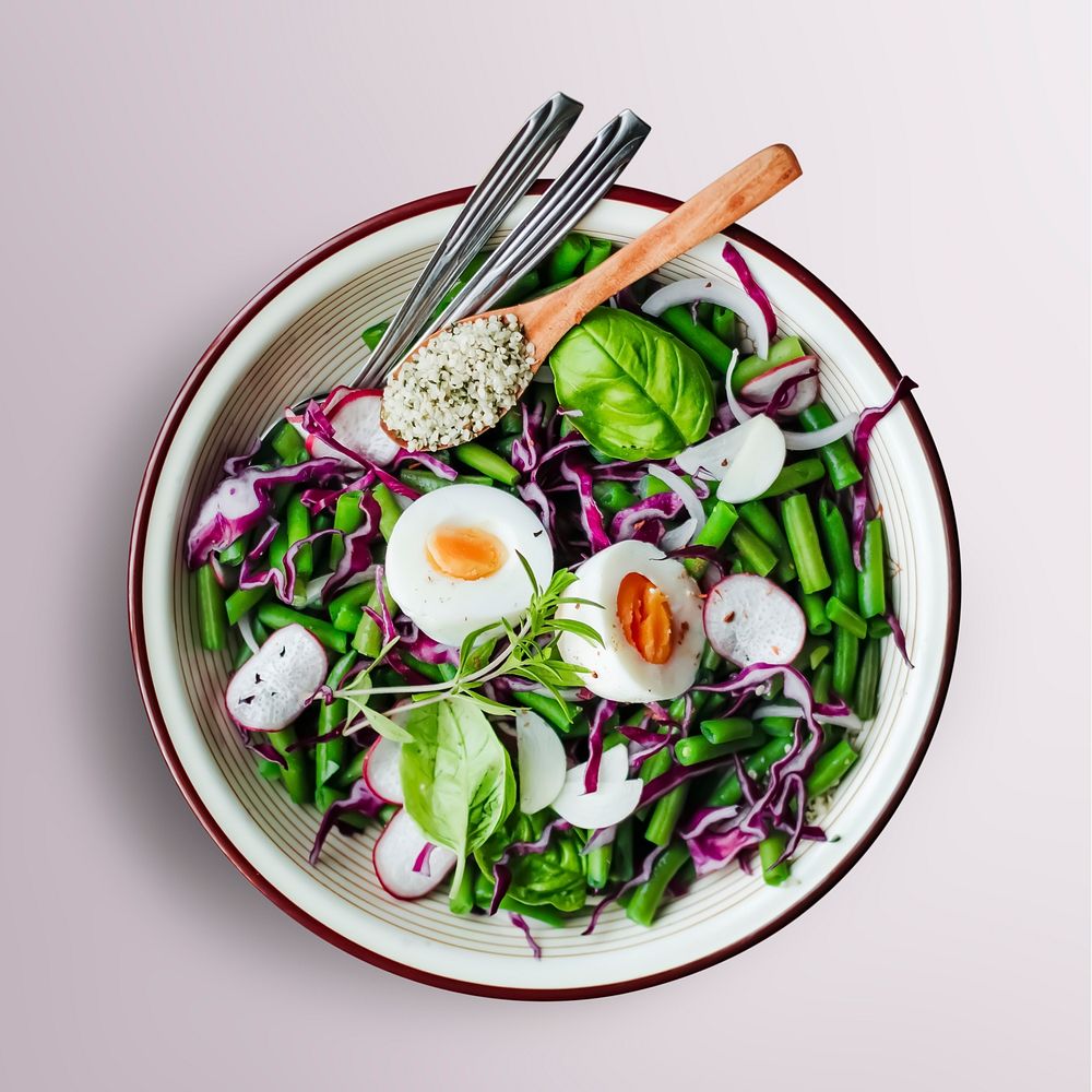 Fresh salad sticker, healthy food photography psd