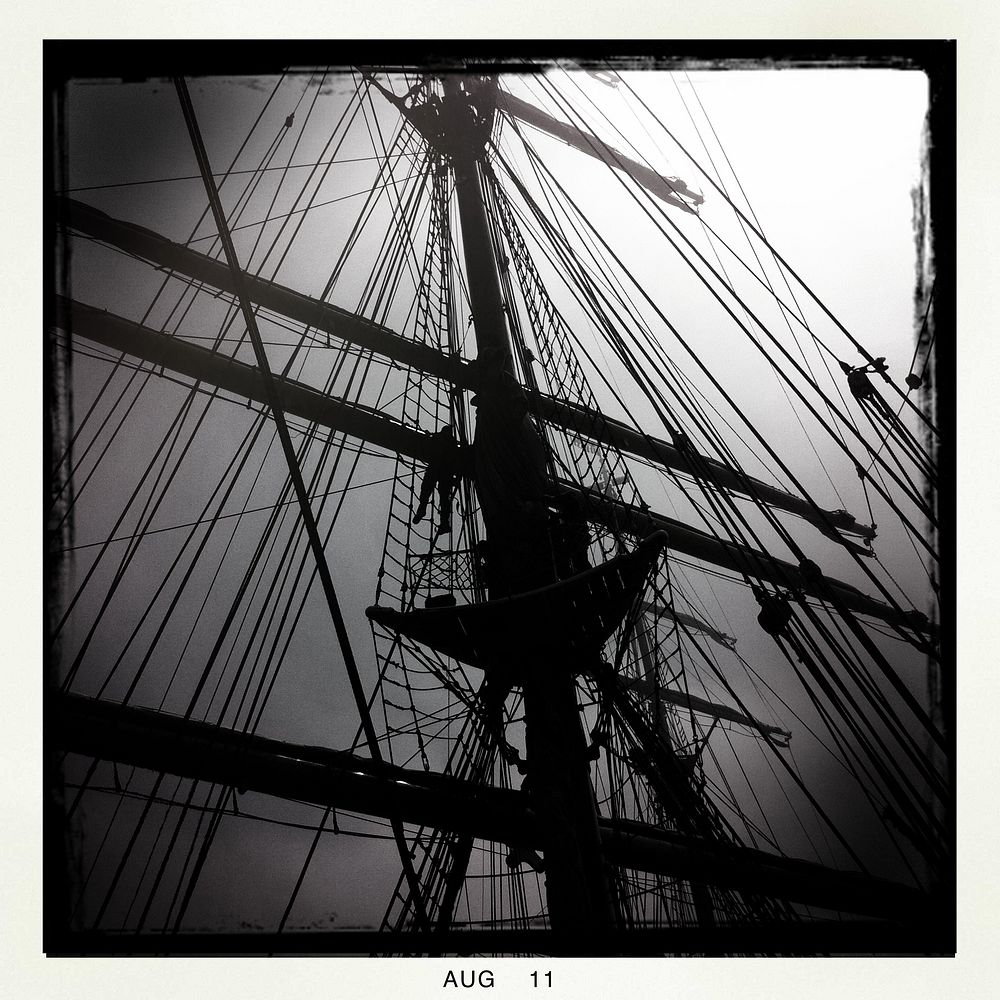 Crewmembers climb the mast aboard the Coast Guard Cutter Eagle Monday, Aug. 1, 2011, while transiting on Buzzard's Bay…